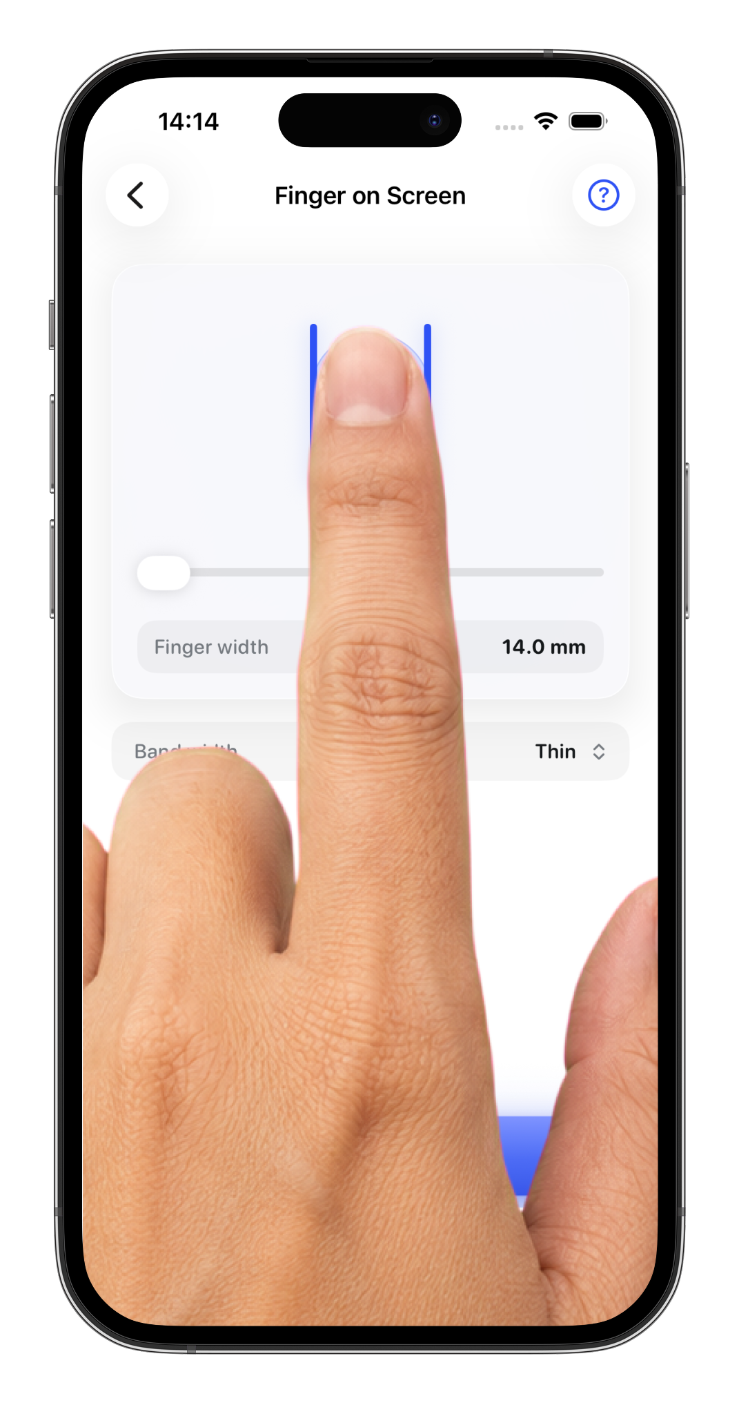 Ring Sizer app measuring a ring size on screen